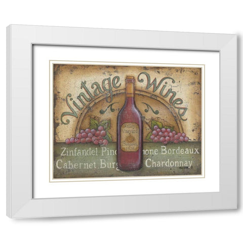 Vintage Wines White Modern Wood Framed Art Print with Double Matting by Lewis, Kim