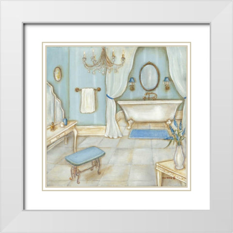 Blue Tub White Modern Wood Framed Art Print with Double Matting by Lewis, Kim