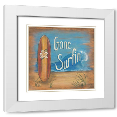 Gone Surfing White Modern Wood Framed Art Print with Double Matting by Lewis, Kim
