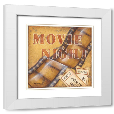 Movie Night White Modern Wood Framed Art Print with Double Matting by Lewis, Kim