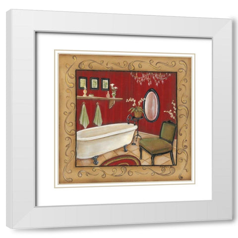 Red Bathroom Tub White Modern Wood Framed Art Print with Double Matting by Lewis, Kim