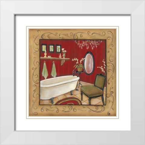 Red Bathroom Tub White Modern Wood Framed Art Print with Double Matting by Lewis, Kim