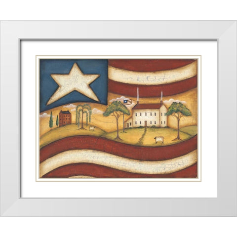 Folk Flag II White Modern Wood Framed Art Print with Double Matting by Lewis, Kim