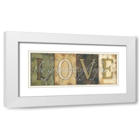 Love White Modern Wood Framed Art Print with Double Matting by Lewis, Kim
