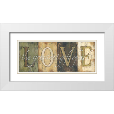 Love White Modern Wood Framed Art Print with Double Matting by Lewis, Kim