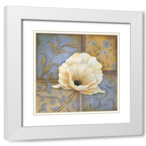 White Poppy White Modern Wood Framed Art Print with Double Matting by Lewis, Kim
