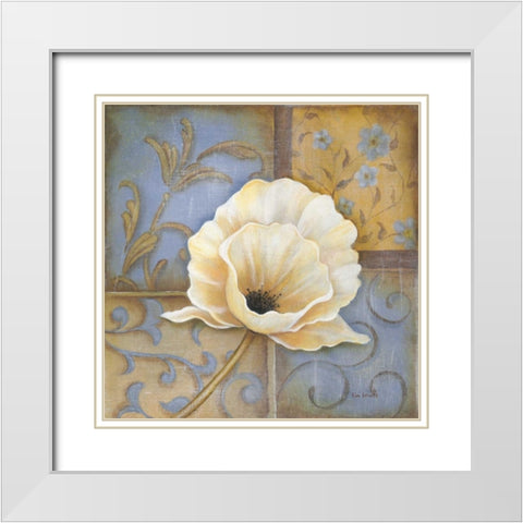 White Poppy White Modern Wood Framed Art Print with Double Matting by Lewis, Kim