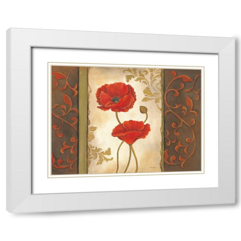 Poppy I White Modern Wood Framed Art Print with Double Matting by Lewis, Kim