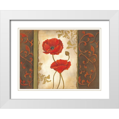 Poppy I White Modern Wood Framed Art Print with Double Matting by Lewis, Kim