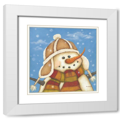 Snowman I White Modern Wood Framed Art Print with Double Matting by Lewis, Kim