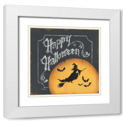 Happy Halloween White Modern Wood Framed Art Print with Double Matting by Lewis, Kim