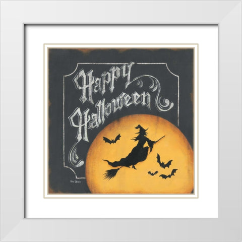 Happy Halloween White Modern Wood Framed Art Print with Double Matting by Lewis, Kim