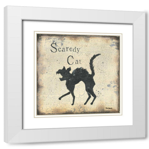 Scaredy Cat White Modern Wood Framed Art Print with Double Matting by Lewis, Kim