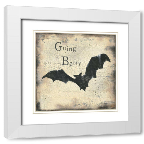 Going Batty White Modern Wood Framed Art Print with Double Matting by Lewis, Kim