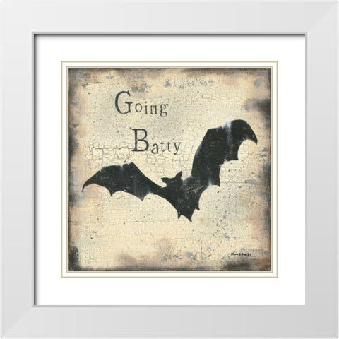 Going Batty White Modern Wood Framed Art Print with Double Matting by Lewis, Kim