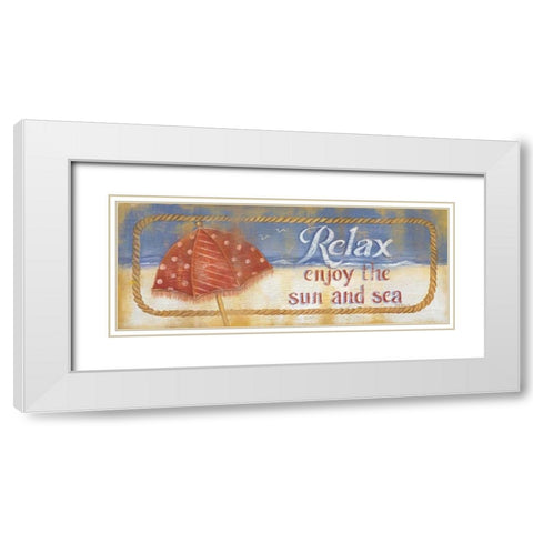 Enjoy the Sand and Sea White Modern Wood Framed Art Print with Double Matting by Lewis, Kim