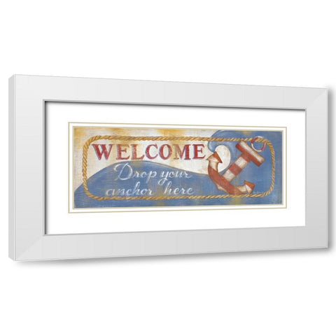Drop Your Anchor Here White Modern Wood Framed Art Print with Double Matting by Lewis, Kim