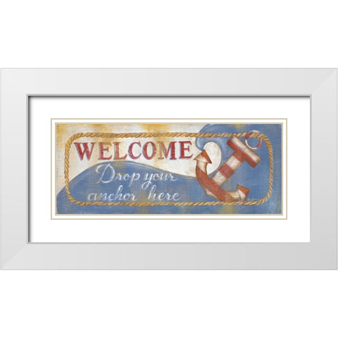 Drop Your Anchor Here White Modern Wood Framed Art Print with Double Matting by Lewis, Kim