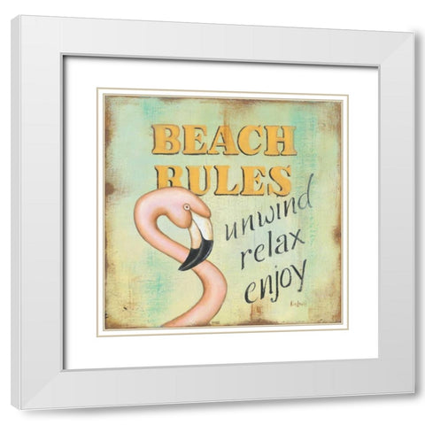 Beach Rules White Modern Wood Framed Art Print with Double Matting by Lewis, Kim