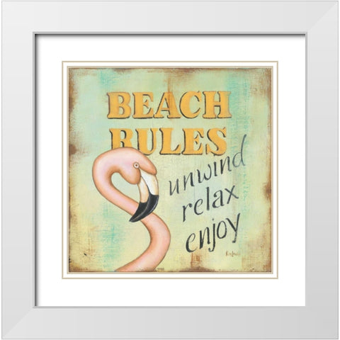 Beach Rules White Modern Wood Framed Art Print with Double Matting by Lewis, Kim