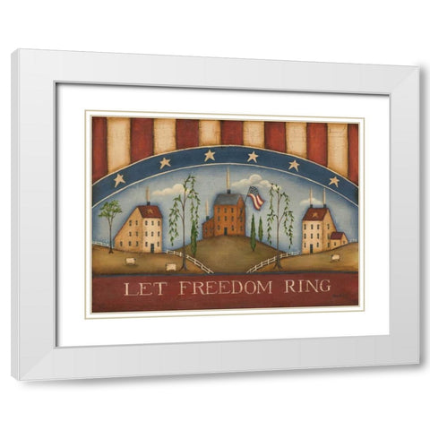 Let Freedom Ring White Modern Wood Framed Art Print with Double Matting by Lewis, Kim