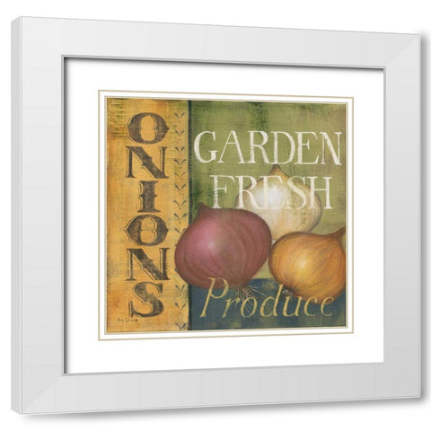 Onions White Modern Wood Framed Art Print with Double Matting by Lewis, Kim