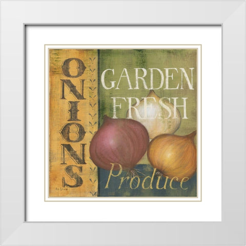 Onions White Modern Wood Framed Art Print with Double Matting by Lewis, Kim