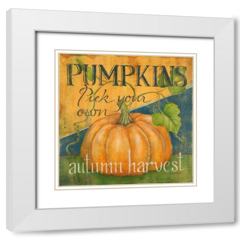 Pick Your Pumpkins White Modern Wood Framed Art Print with Double Matting by Lewis, Kim