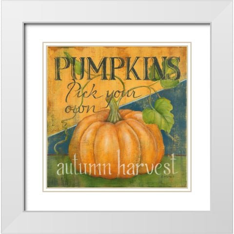 Pick Your Pumpkins White Modern Wood Framed Art Print with Double Matting by Lewis, Kim