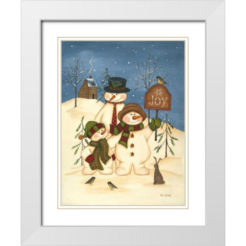 Snowman Family Joy White Modern Wood Framed Art Print with Double Matting by Lewis, Kim