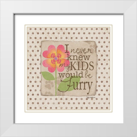 Furry Kids White Modern Wood Framed Art Print with Double Matting by Wolk, Lisa