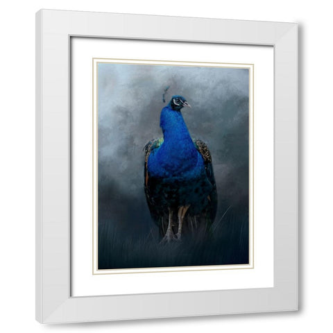 Peacock Prince White Modern Wood Framed Art Print with Double Matting by Parker, Kelley