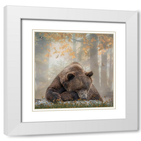 Autumn Slumber White Modern Wood Framed Art Print with Double Matting by Parker, Kelley