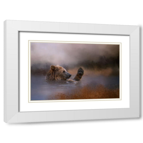 Hey-Over Here White Modern Wood Framed Art Print with Double Matting by Parker, Kelley