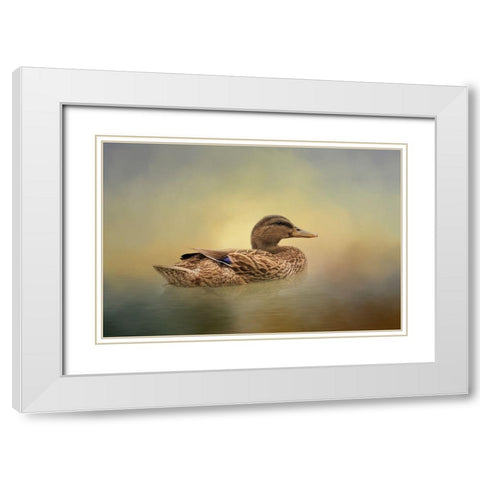 Mrs. Mallard White Modern Wood Framed Art Print with Double Matting by Parker, Kelley