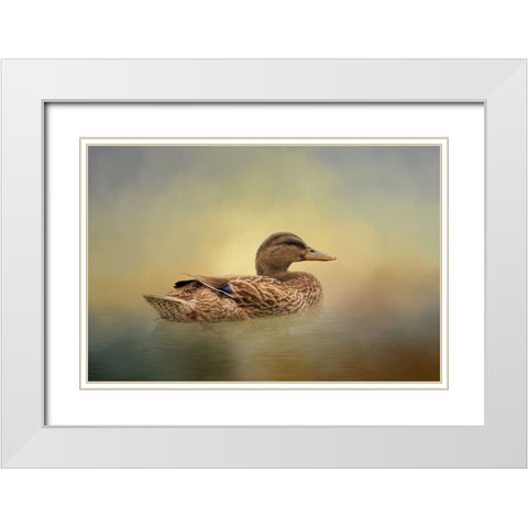 Mrs. Mallard White Modern Wood Framed Art Print with Double Matting by Parker, Kelley