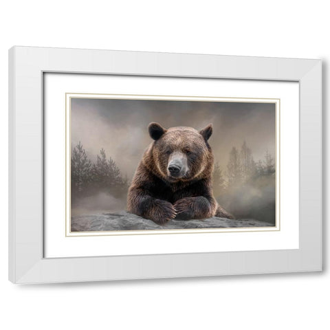 Grizzly Summit White Modern Wood Framed Art Print with Double Matting by Parker, Kelley