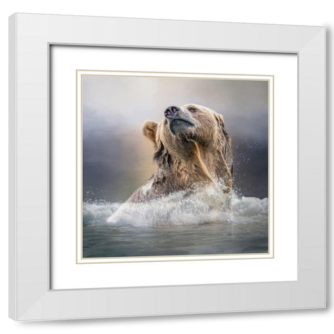 Grizzly Waters White Modern Wood Framed Art Print with Double Matting by Parker, Kelley