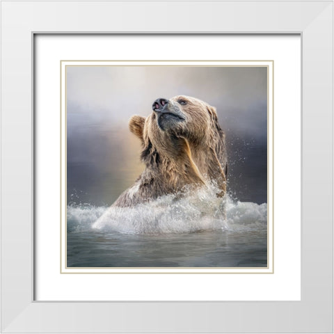 Grizzly Waters White Modern Wood Framed Art Print with Double Matting by Parker, Kelley