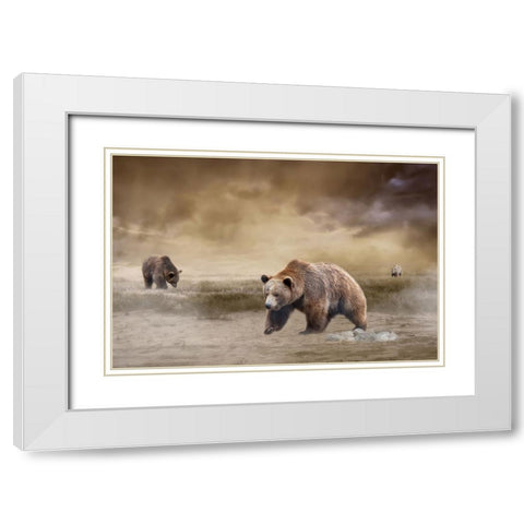 Land of the Grizzly White Modern Wood Framed Art Print with Double Matting by Parker, Kelley