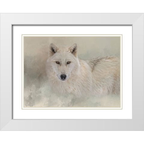 Snow Wolf White Modern Wood Framed Art Print with Double Matting by Parker, Kelley