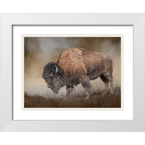 Where the Bison Roam White Modern Wood Framed Art Print with Double Matting by Parker, Kelley