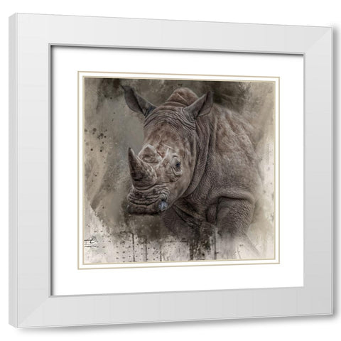 Spirit of the Rhino White Modern Wood Framed Art Print with Double Matting by Parker, Kelley