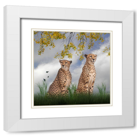 Cheetah Dreams White Modern Wood Framed Art Print with Double Matting by Parker, Kelley