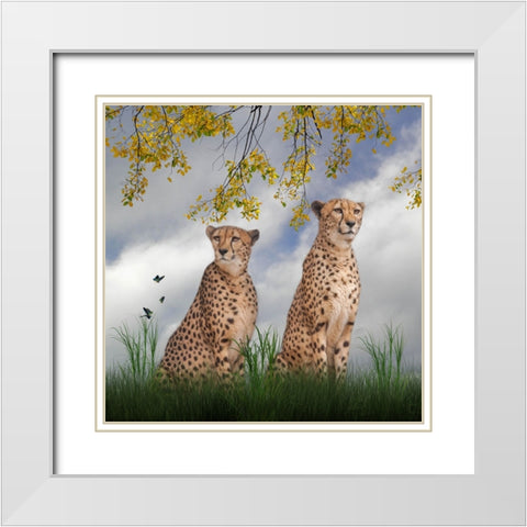 Cheetah Dreams White Modern Wood Framed Art Print with Double Matting by Parker, Kelley