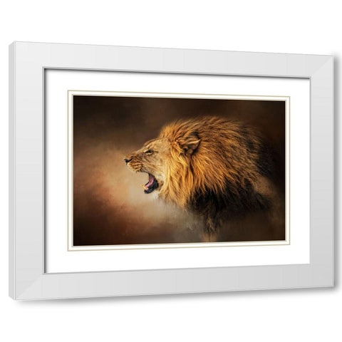 Hear Me Roar White Modern Wood Framed Art Print with Double Matting by Parker, Kelley