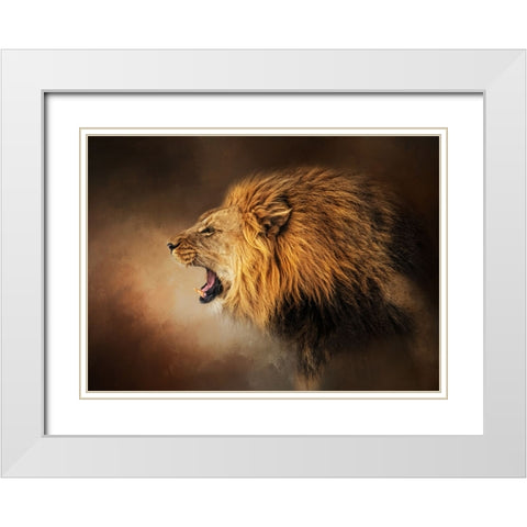 Hear Me Roar White Modern Wood Framed Art Print with Double Matting by Parker, Kelley