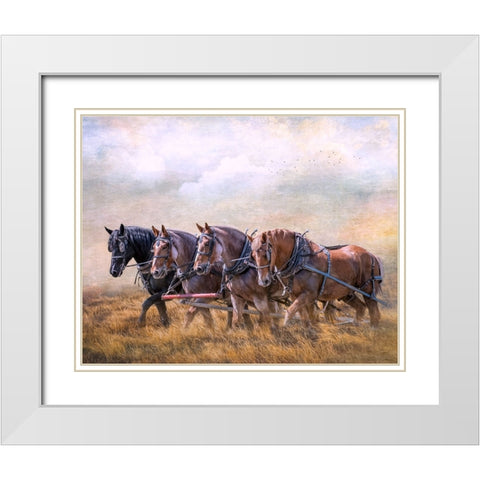 Four Horse Power White Modern Wood Framed Art Print with Double Matting by Parker, Kelley
