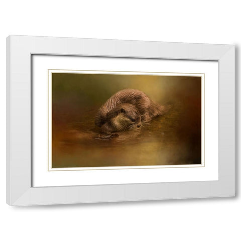 Otter Curiosity White Modern Wood Framed Art Print with Double Matting by Parker, Kelley