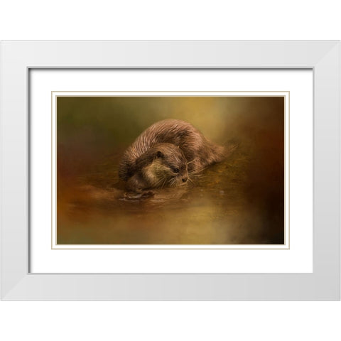 Otter Curiosity White Modern Wood Framed Art Print with Double Matting by Parker, Kelley